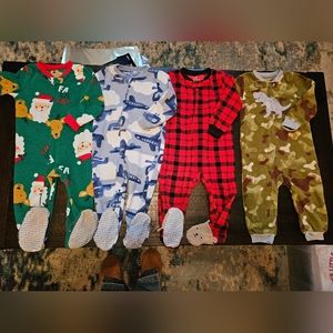 Carter's fleece footie pajamas size 24 months bundle of 4 Baby boy clothes lot